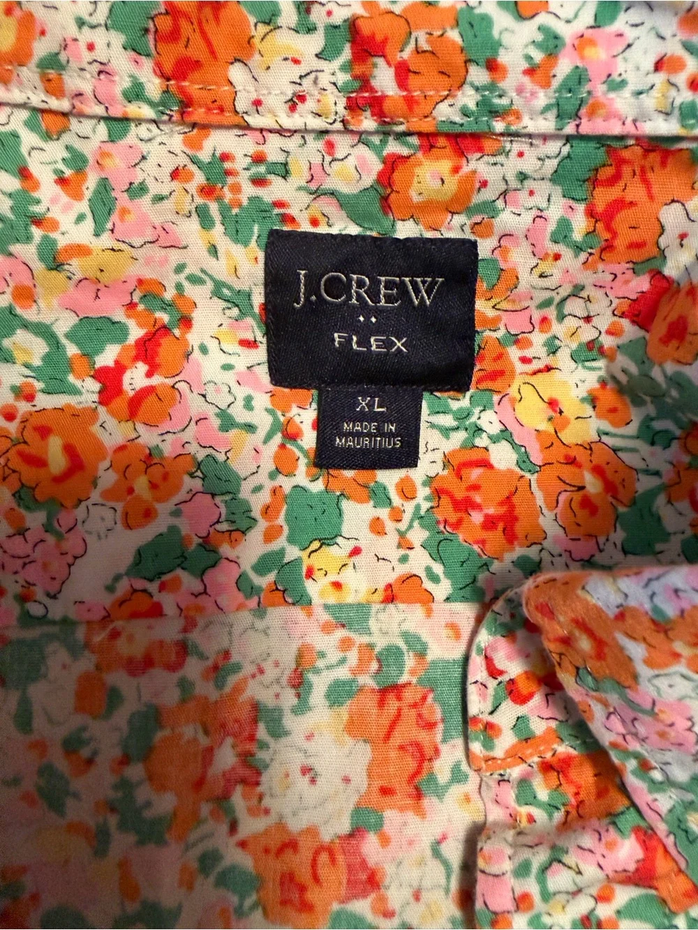 J. Crew Short-Sleeve Floral Button-Down Shirt — Orange & Green